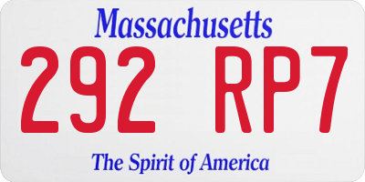MA license plate 292RP7