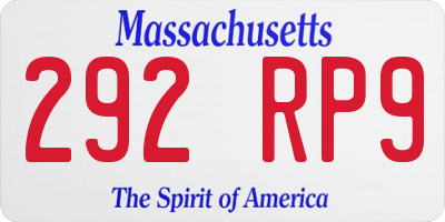 MA license plate 292RP9