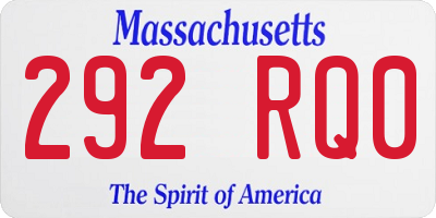 MA license plate 292RQ0