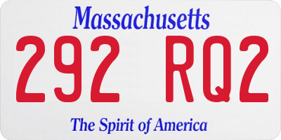 MA license plate 292RQ2