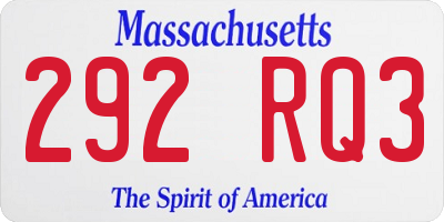 MA license plate 292RQ3