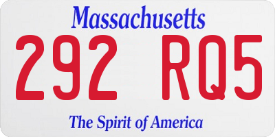 MA license plate 292RQ5