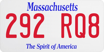 MA license plate 292RQ8