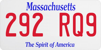 MA license plate 292RQ9