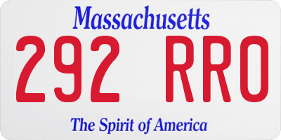 MA license plate 292RR0