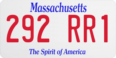 MA license plate 292RR1
