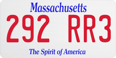MA license plate 292RR3