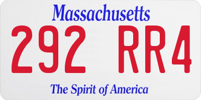 MA license plate 292RR4