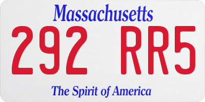 MA license plate 292RR5
