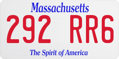 MA license plate 292RR6