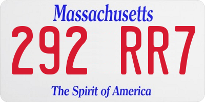 MA license plate 292RR7
