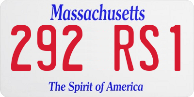 MA license plate 292RS1