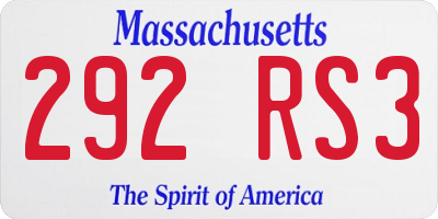 MA license plate 292RS3
