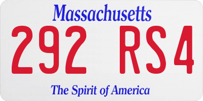 MA license plate 292RS4