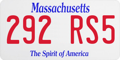 MA license plate 292RS5