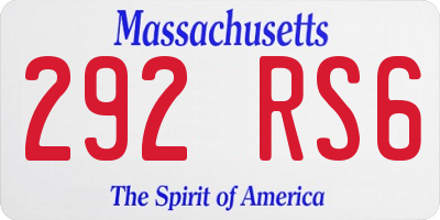 MA license plate 292RS6