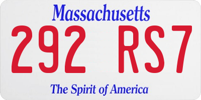 MA license plate 292RS7