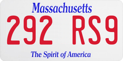MA license plate 292RS9