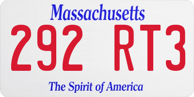 MA license plate 292RT3