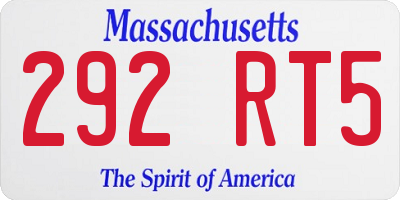 MA license plate 292RT5