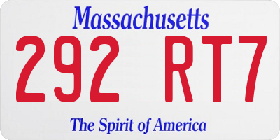 MA license plate 292RT7
