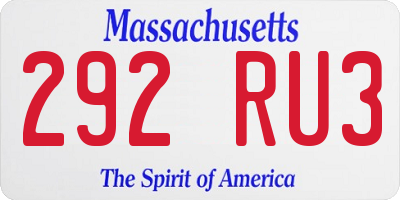 MA license plate 292RU3