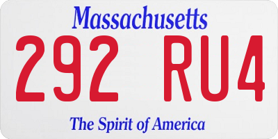 MA license plate 292RU4