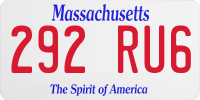 MA license plate 292RU6