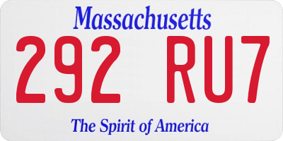 MA license plate 292RU7