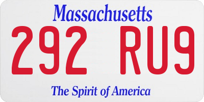 MA license plate 292RU9