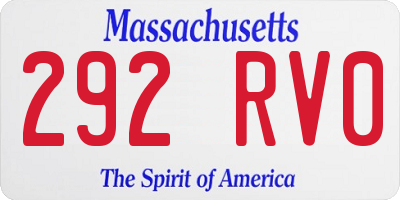 MA license plate 292RV0