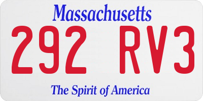 MA license plate 292RV3