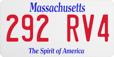 MA license plate 292RV4