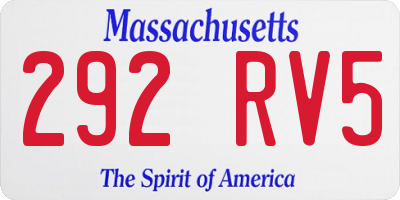 MA license plate 292RV5