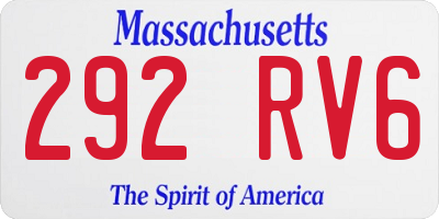 MA license plate 292RV6
