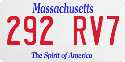 MA license plate 292RV7