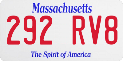 MA license plate 292RV8