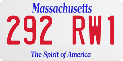 MA license plate 292RW1