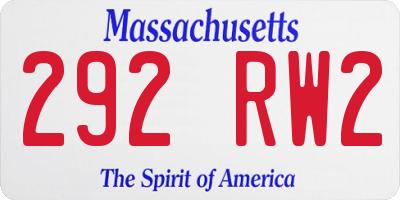 MA license plate 292RW2