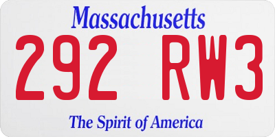 MA license plate 292RW3
