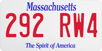 MA license plate 292RW4