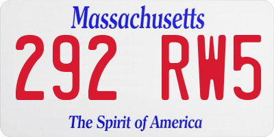 MA license plate 292RW5