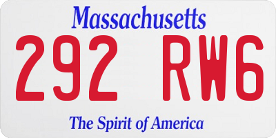 MA license plate 292RW6