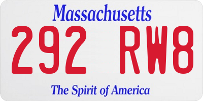 MA license plate 292RW8