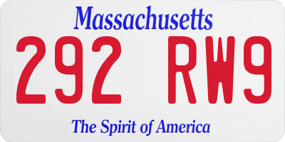 MA license plate 292RW9
