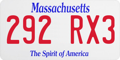 MA license plate 292RX3