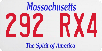 MA license plate 292RX4