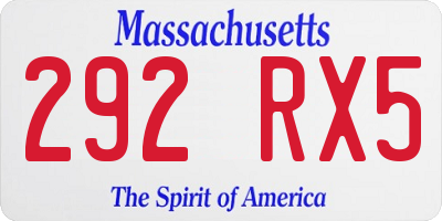 MA license plate 292RX5