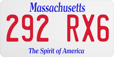 MA license plate 292RX6