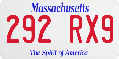 MA license plate 292RX9